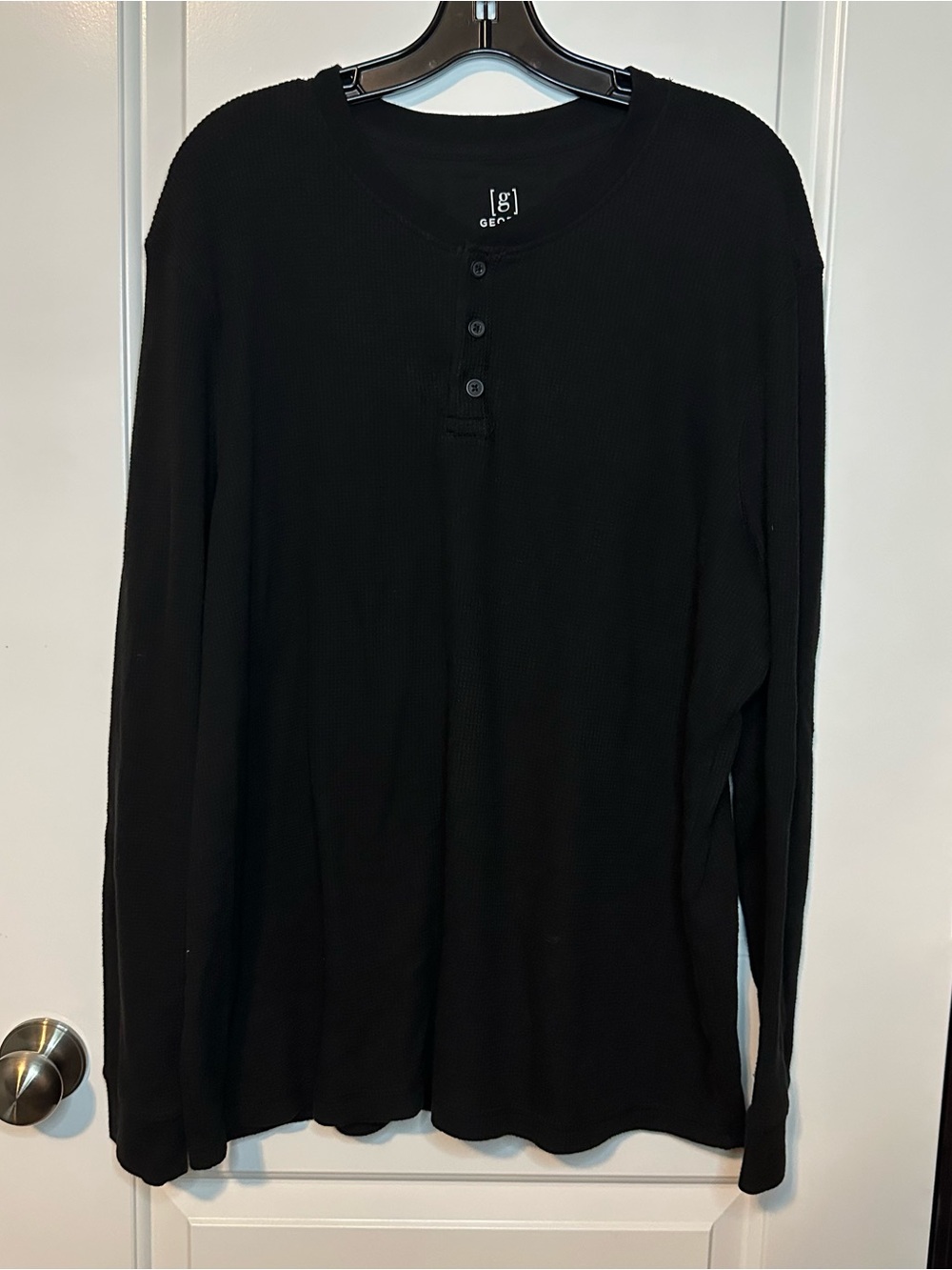 George Thermal Henley Shirt| Men’s 2XL |Black Waffle Knit Top